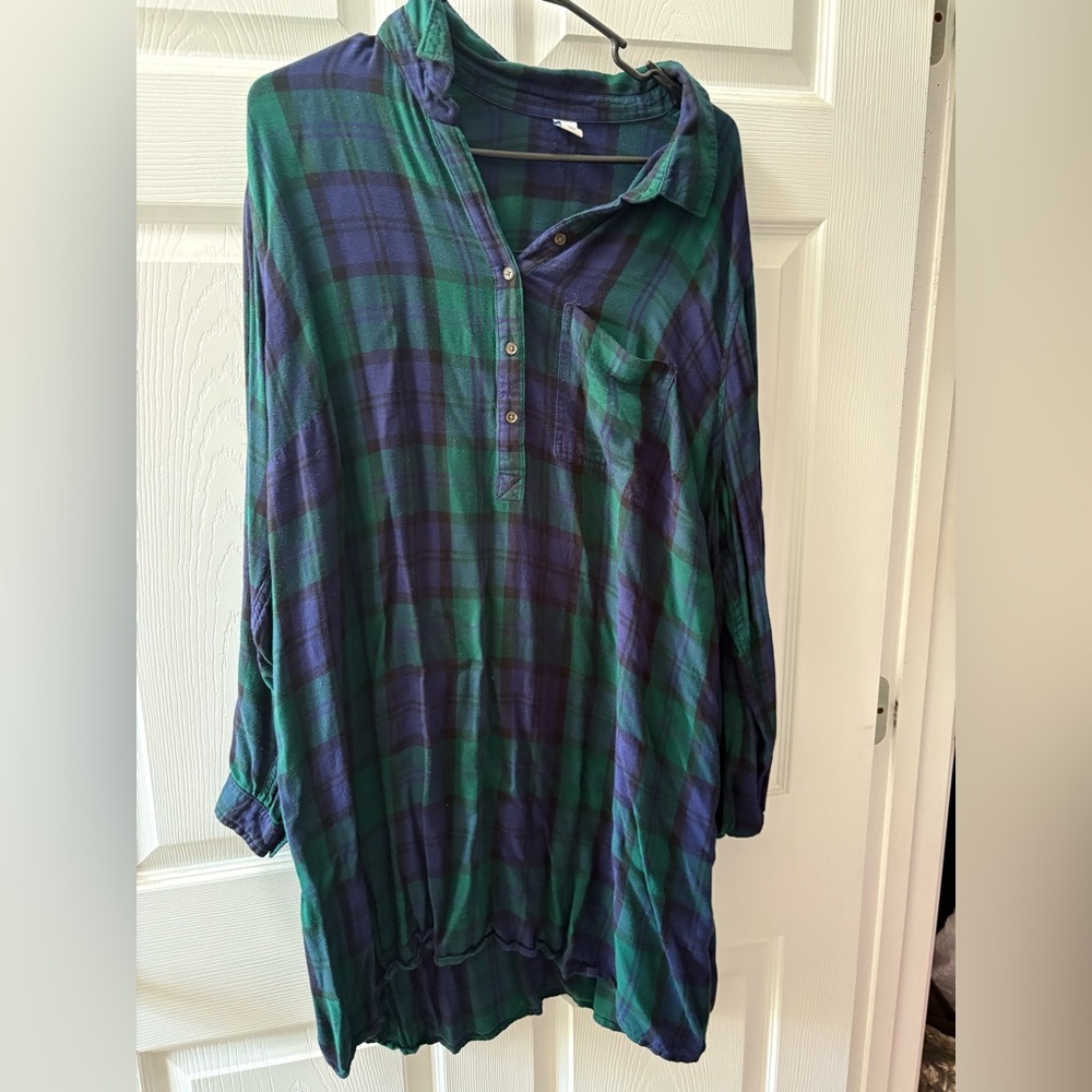 Old Navy Blue and Green Checkered Shirt XXL